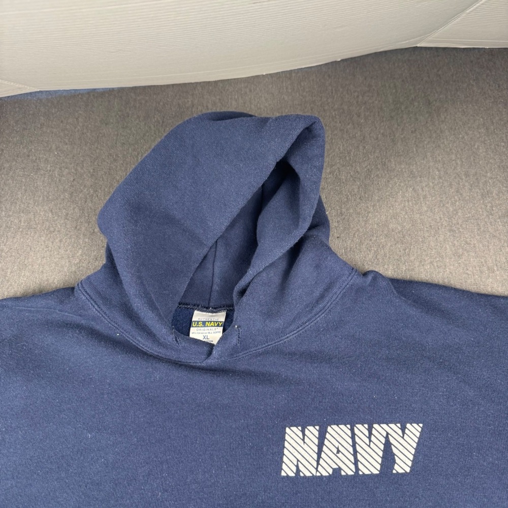 US Navy Originals Hoodie Mens XL Blue Soffe NEX Pullover Sweatshirt Graphic